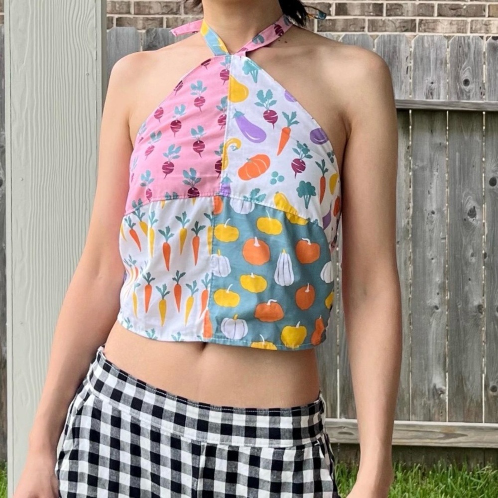 Handmade Whimsical Veggie Garden Halter Top| SKU 06253